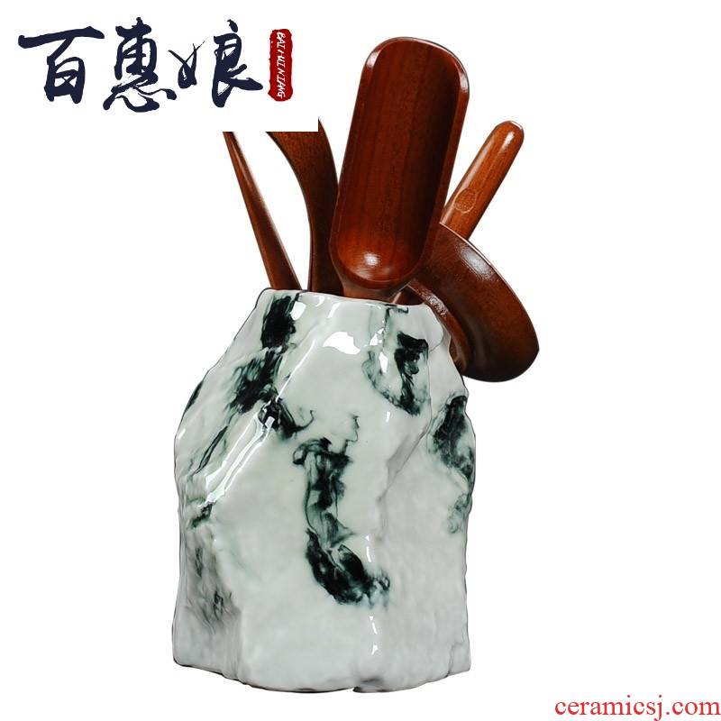 (niang chicken wings wood ebony six gentleman kung fu tea accessories of a complete set of ceramic tea ChaZhen ChaGa tea tray