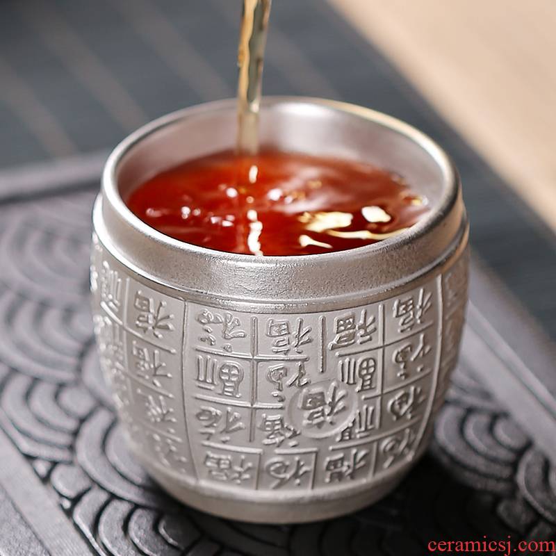 Kung fu tea pure manual violet arenaceous silver cup 999 sterling silver bladder coppering. As the sample tea cup silver cup master cup single CPU