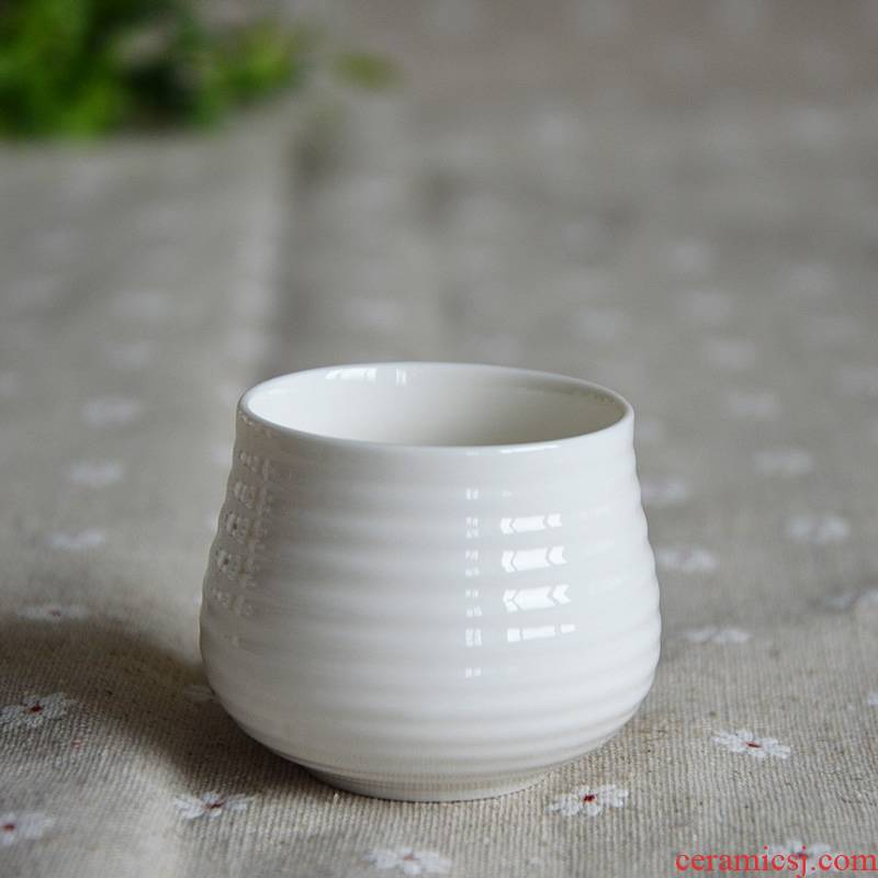Qiao mu small glass ceramic barrels of creative wine cup of liquor cup small a small handleless wine cup yellow glasses fat for sake