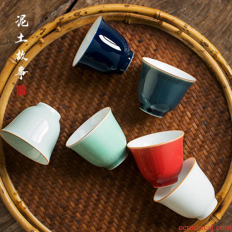 Jingdezhen tea custom lettering thin foetus cups little kung fu glaze of ceramic sample tea cup master cup custom