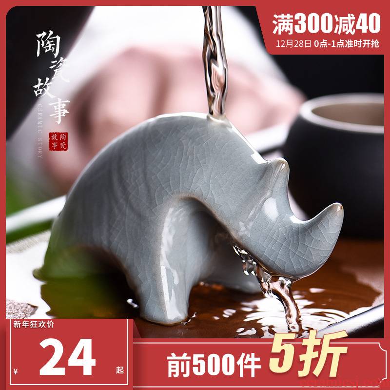 Ceramic pet furnishing articles zen tea taste express boutique story tea to keep color character lucky cow and tea table