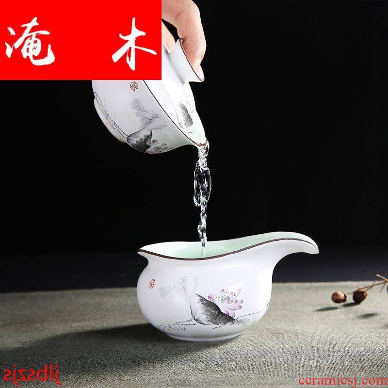 Flooded jingdezhen wood powder enamel fat white only three tureen ceramic tea bowl of kung fu tea cups to use is on sale