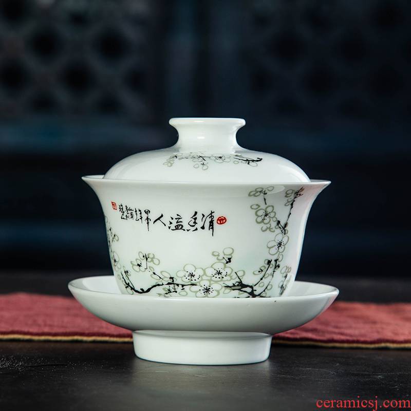 High - white tureen large pastel worship to use ceramic tea cup three bowls of kung fu tea set large teapot