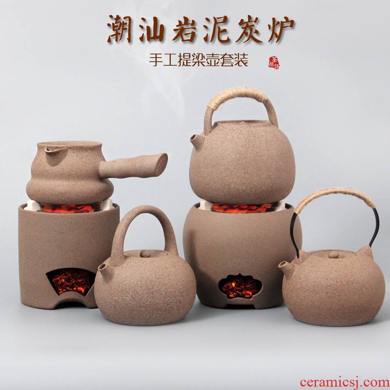 Old rock, coarse pottery tea in alcohol furnace carbon furnace boiling water boil tea sets an open olive charcoal stove chaozhou wind stove ceramic POTS