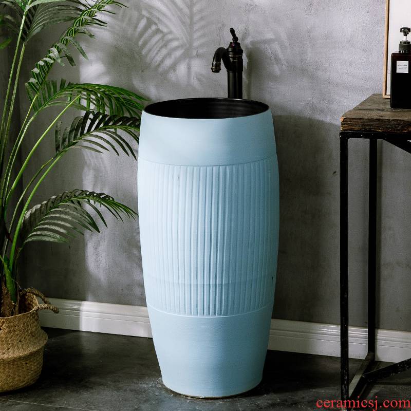 Morandi color ceramic column basin fell one retro art basin bathroom home toilet the pool that wash a face to wash your hands