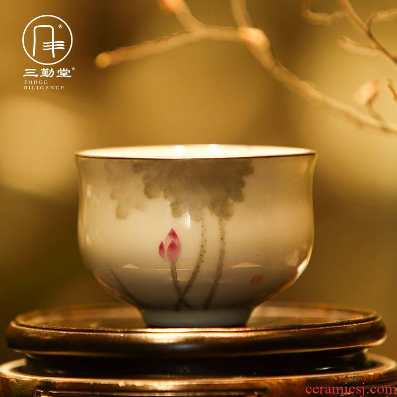 Three frequently hall up kung fu tea cups of jingdezhen ceramic sample tea cup cup S42222 poly real incense hand - made the master list