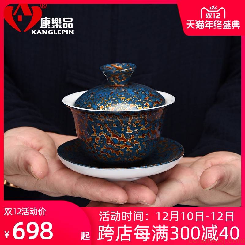 Recreation special lacquer zen retro hand rock tea tureen ceramic hot kung fu tea tea bowl of household