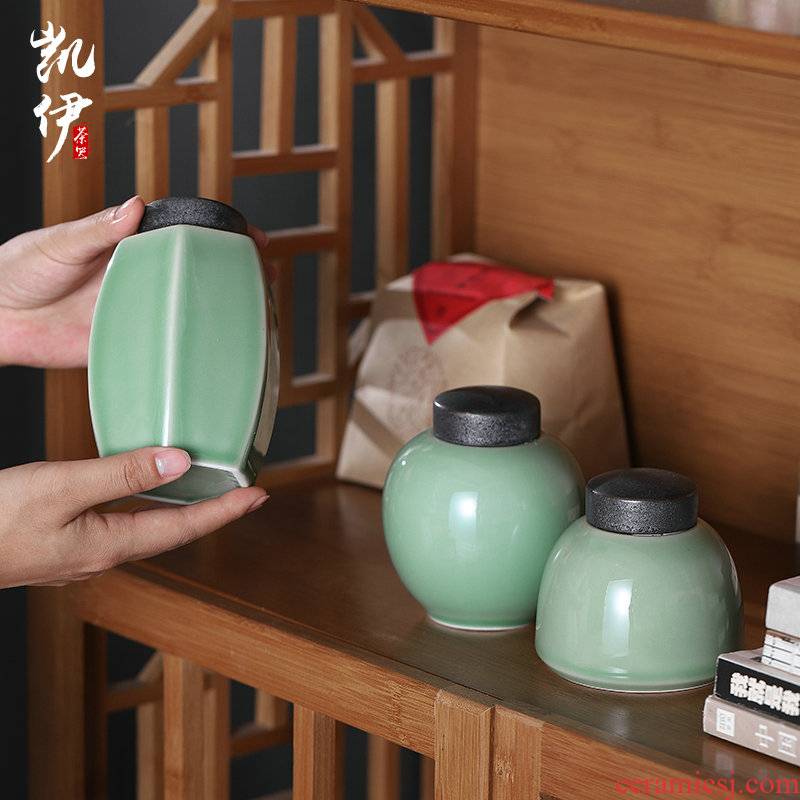 Pu 'er tea box longquan celadon seal ceramic household green tea POTS of tea packaging warehouse large POTS storage tanks