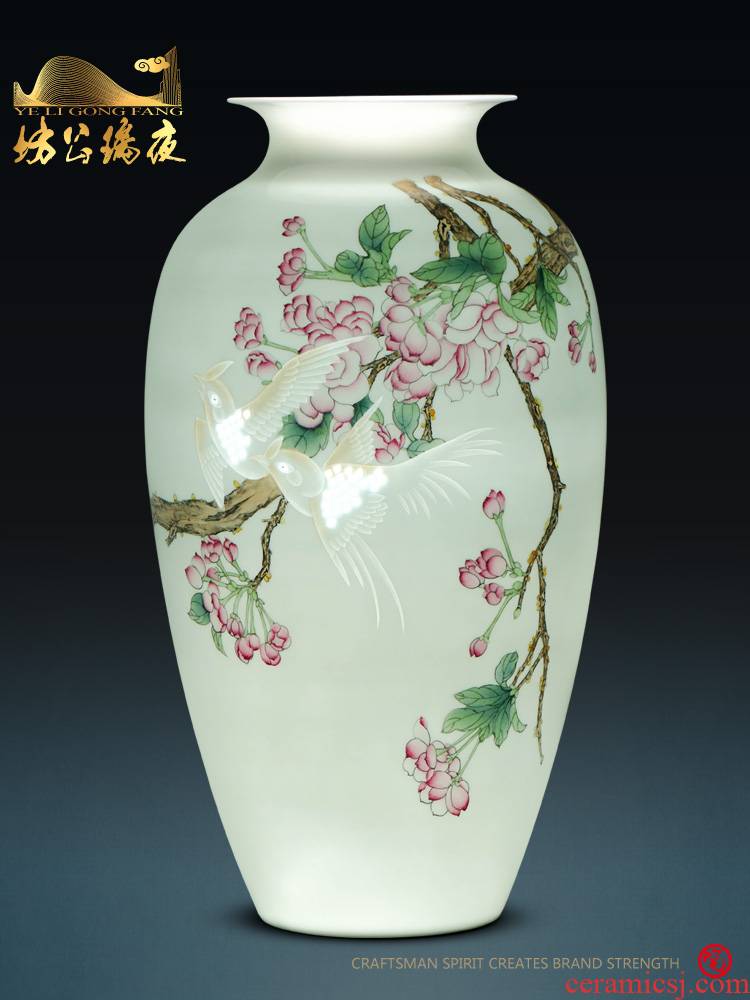 Jingdezhen ceramics furnishing articles hand - made spring arrive at four dried flower vase planting sitting room adornment household table decoration