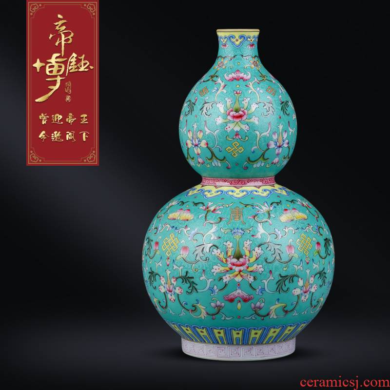 Jingdezhen ceramics antique hand - made grilled pastel flowers wrapped branch lotus gourd Chinese sitting room porch TV ark, furnishing articles
