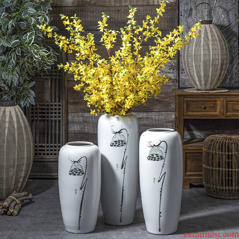 Jingdezhen ceramic creative dried flower living room floor decoration flower vase is placed large flower arranging I and contracted