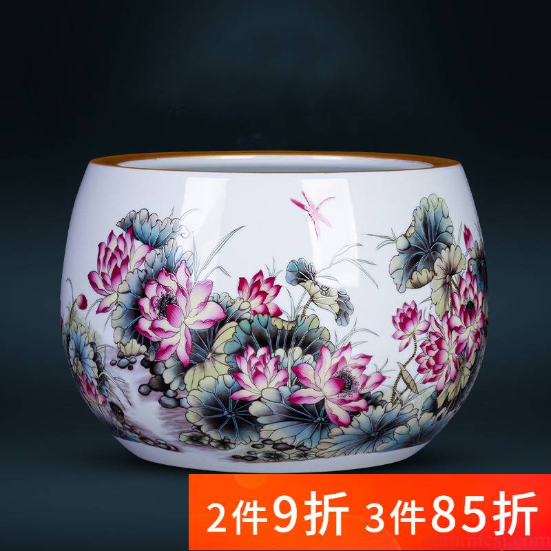 Jingdezhen ceramics powder enamel cornucopia aquarium TV cabinet office desktop decoration of Chinese style household furnishing articles