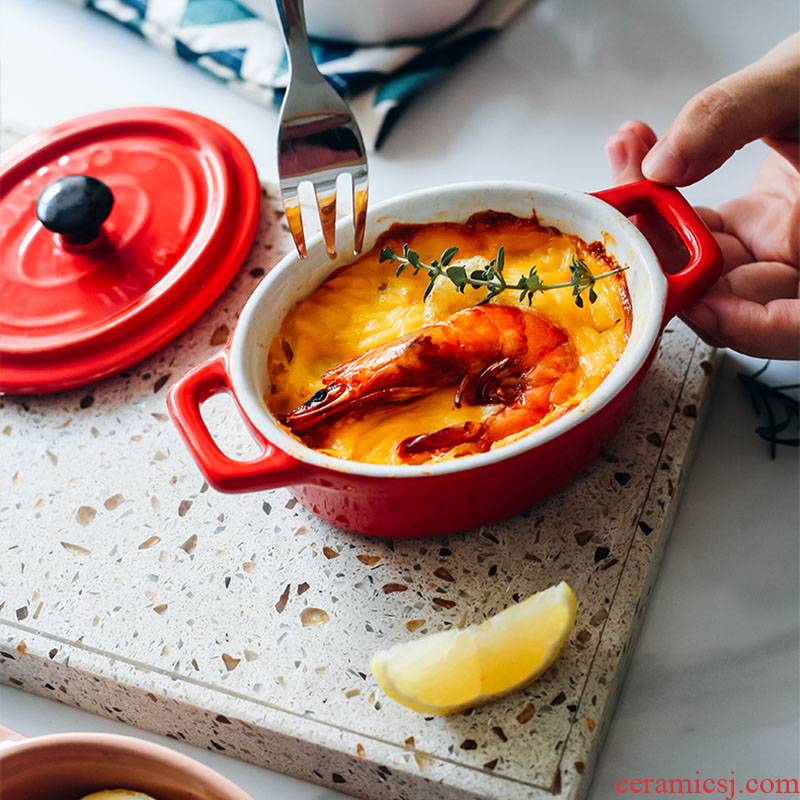 Baking with cover ears of roasted bowl dessert bowl of soup bowl ceramic steamed egg baby bowl dish consisting tureen to hold to high temperature