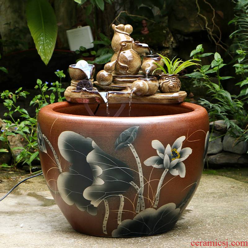 Ceramic art soul extra large courtyard aquarium lotus lotus flower POTS outside aquarium tank wind collectors cylinder tank