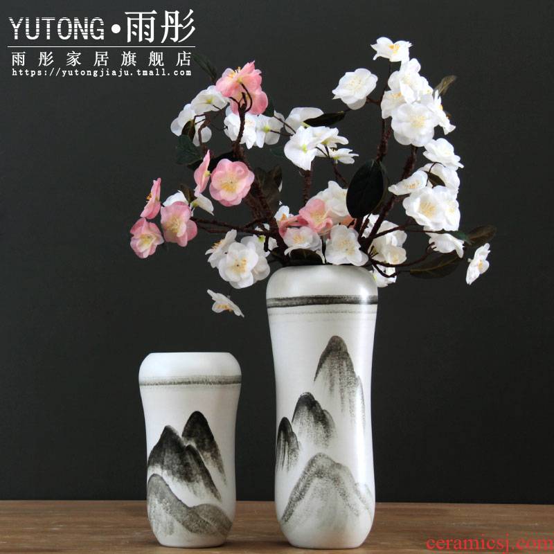 The New Chinese ink painting ceramic vase furnishing articles furnishing articles furnishing articles I and contracted flower arranging ceramic vase sitting room flower arrangement