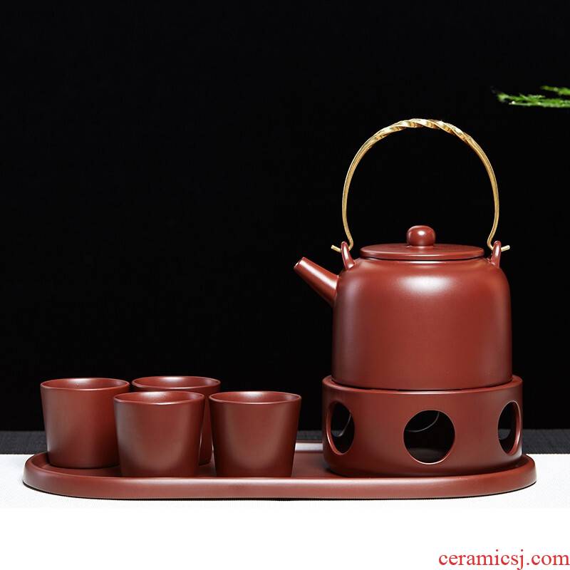 Yixing it tea set a complete set of kung fu tea set four cups with a pot of tea tray with insulation base