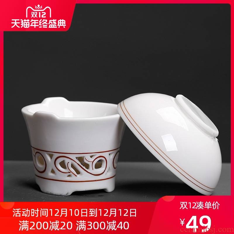 Household) points of tea ware supporting base isolation filter gauze individuality creative blue and white porcelain tea buying ceramic tea filter