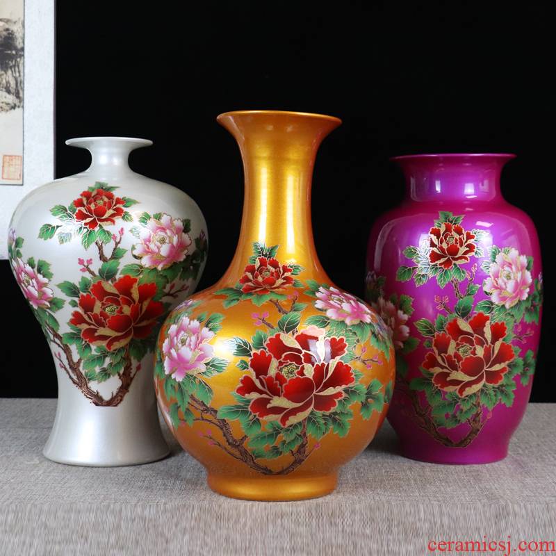 Crystal glazed pottery jingdezhen porcelain vase desktop furnishing articles sitting room flower arranging flowers, flower implement Chinese style decoration