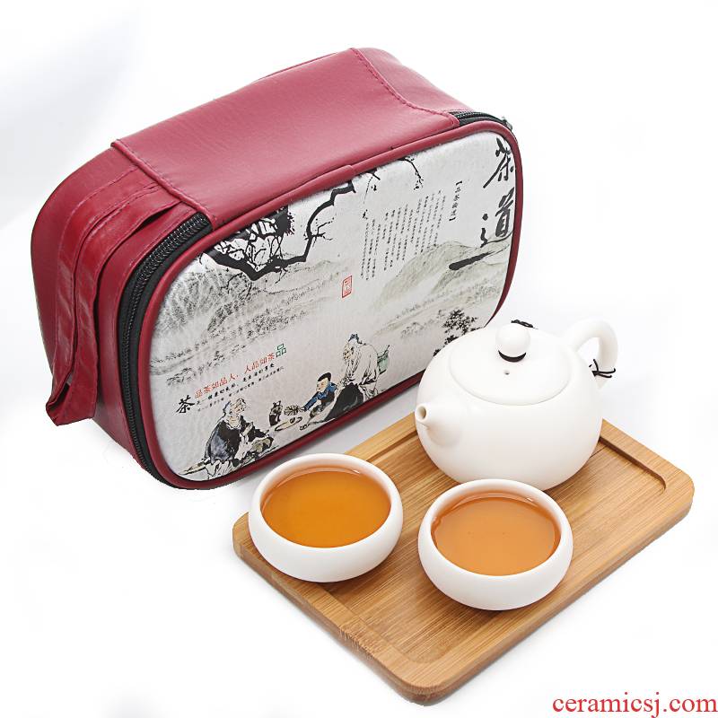 Travel kung fu peng Chen, "a pot of tea service suit the new portable package ceramic Chinese style 2 two cups of tea to crack a cup
