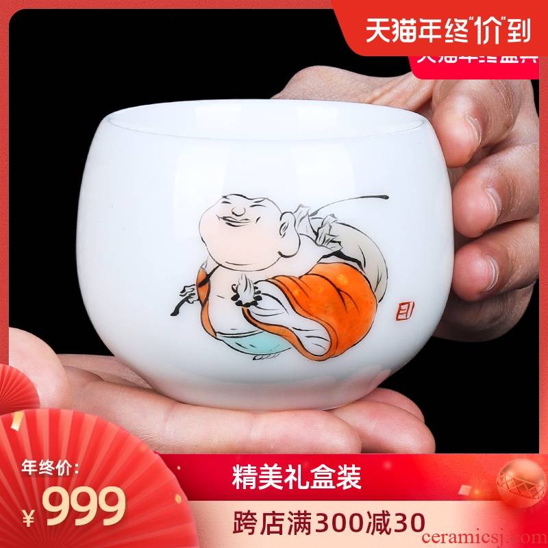 The Master artisan fairy Xu Fukun famous creative hand - made kung fu Master authentic white porcelain cup cup sample tea cup single CPU