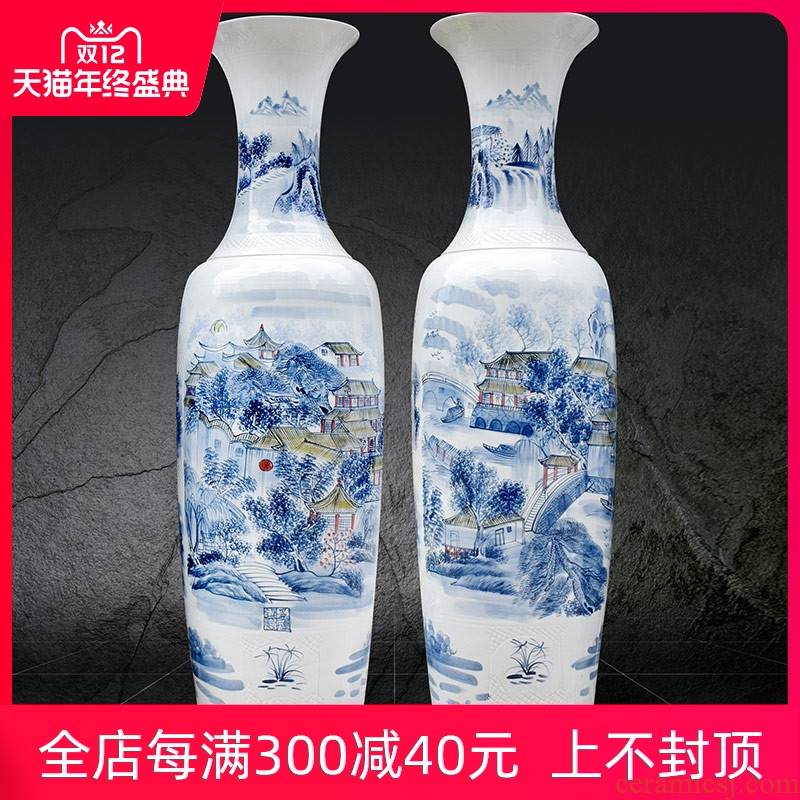 Jingdezhen ceramics vase hand color landscape of large sitting room home furnishing articles other Chinese style decoration