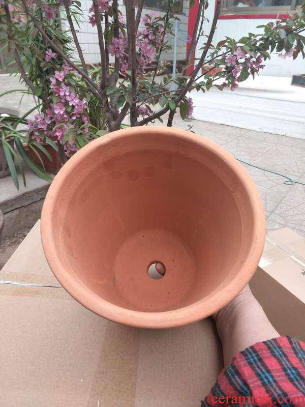 Made of baked clay mud Made of baked clay big flowerpot breathable mud burn red pottery Made of baked clay basin, the traditional manual throwing mud Made of baked clay