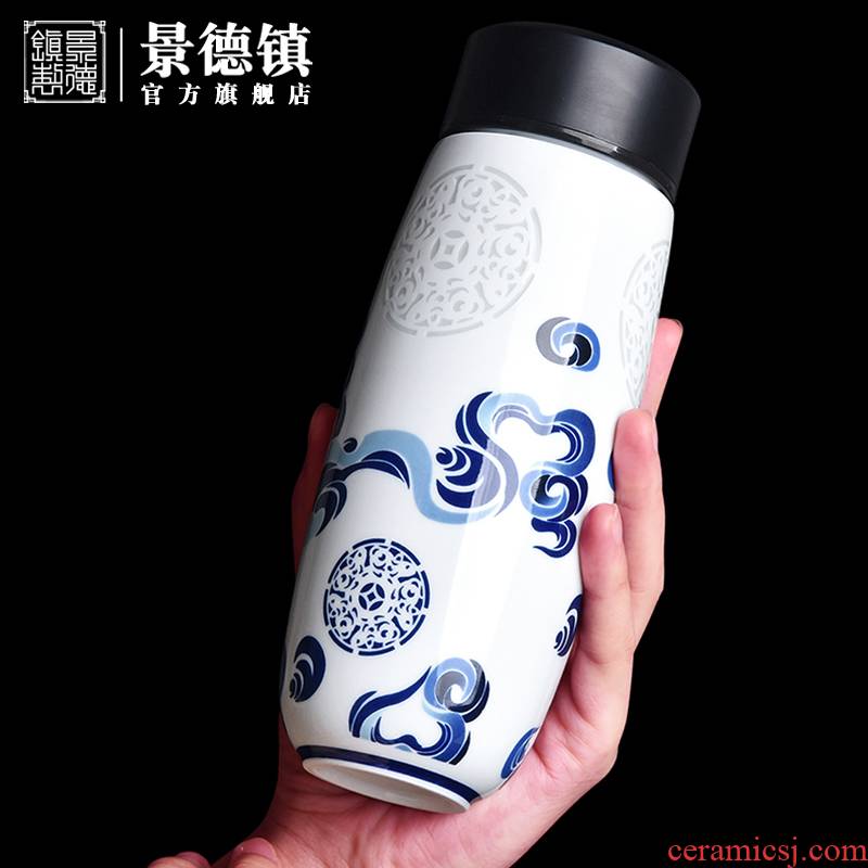 Jingdezhen flagship store ceramic high - end exquisite originality contracted intelligent men and women keep - a warm glass cup to ultimately responds water glass