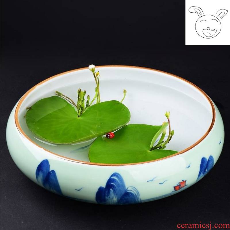 Bonsai POTS, large diameter orchid basin water stone indoor lotus leaf, lotus white water raise money plant flower pot ceramics