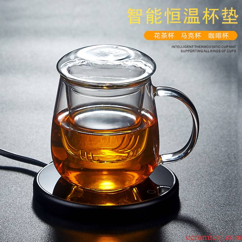 Intelligent thermostat household hot milk coffee cup mat glass an artifact insulation heating cup base band filter