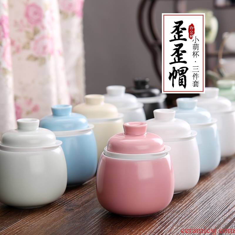 The Mini small double filtering cup express it in jingdezhen ceramic cup home mark cup with cover filter tea cup