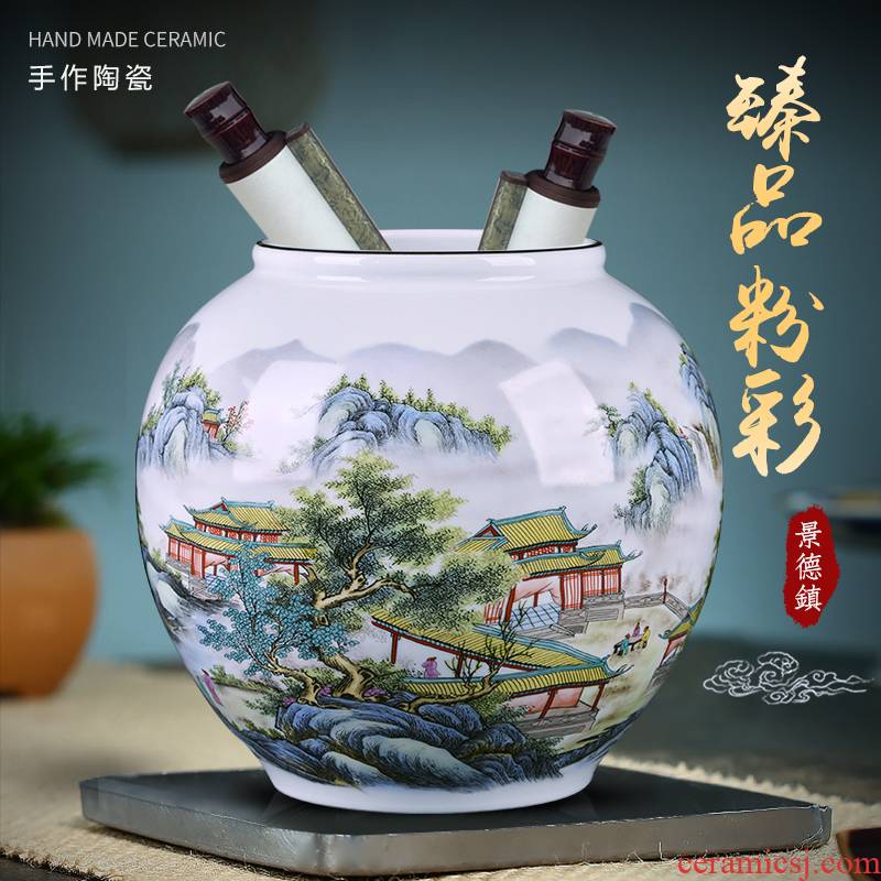 Jingdezhen ceramics, vases, flower arranging enamel jar decorations living room TV cabinet office handicraft furnishing articles