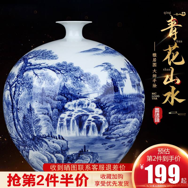 Jingdezhen ceramics vase furnishing articles by hand - made pomegranate bottles of Chinese style living room home flower arranging wine accessories
