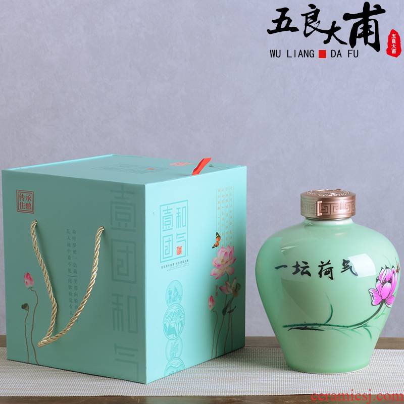 Jingdezhen ceramic jar 1 catty 3 kg 5 kg pack with gift box wine bottles household archaize seal storage tank