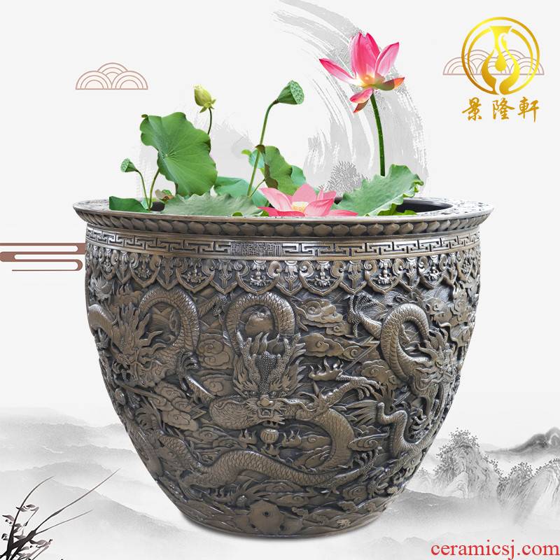 Jingdezhen ceramics carved dragon villa courtyard large sitting room aquarium water lily cylinder tank accessories furnishing articles