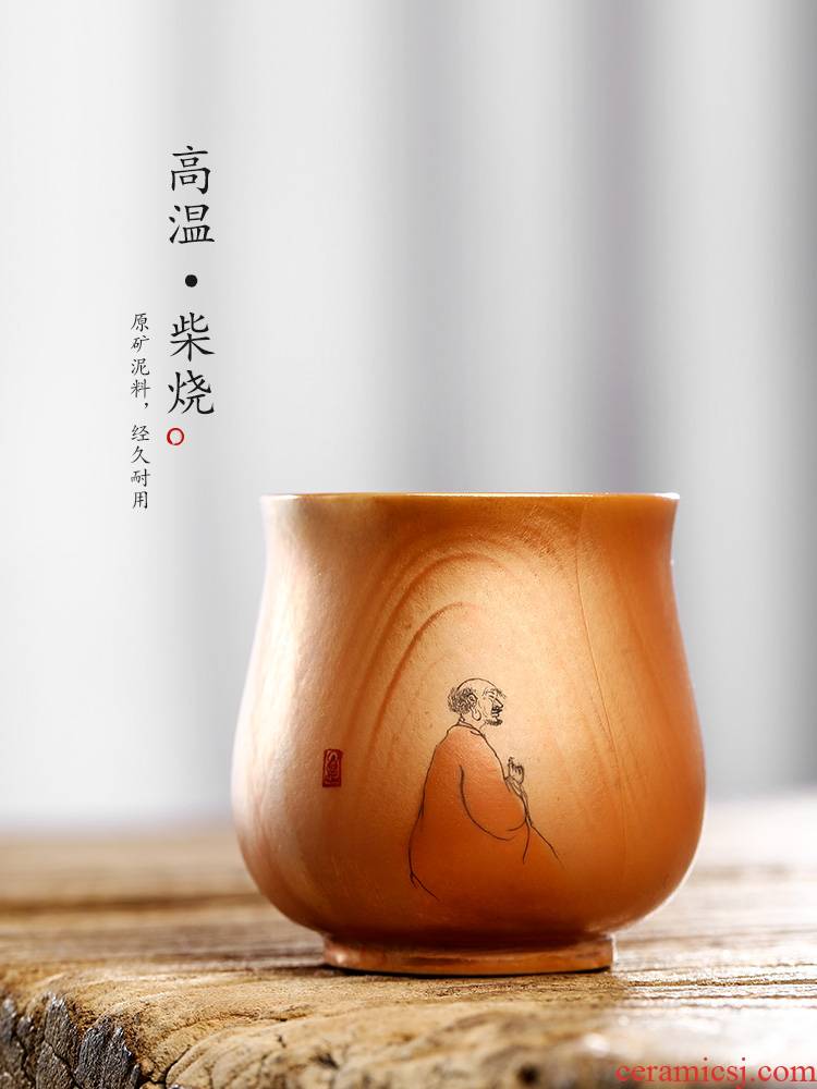 Jingdezhen hand - made firewood master cup single CPU kung fu tea cup single checking ceramic sample tea cup tea set