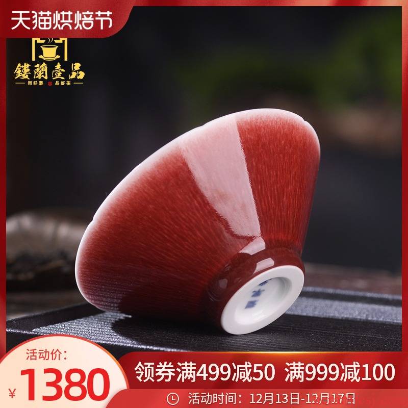 Jingdezhen up up with red glaze master cup single CPU kung fu tea cups a single individual sample tea cup high - grade ceramics