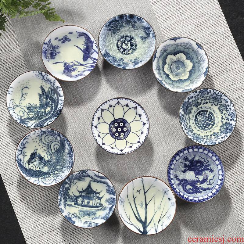 Hui shi hand - made ceramic master kung fu tea tea set tea cup, hat to single cup sample tea cup home of blue and white porcelain cup
