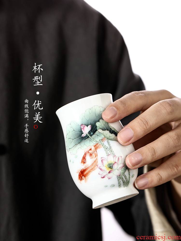 Jingdezhen porcelain hand - made kung fu master cup sample tea cup single cup of pure manual ceramic tea set single cups of tea light
