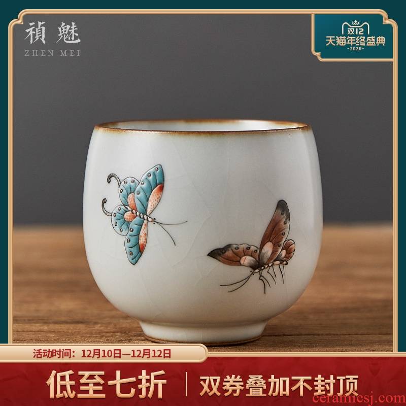 Shot incarnate your up on hand - made butterfly jingdezhen ceramic cups kung fu tea master sample tea cup cup single CPU