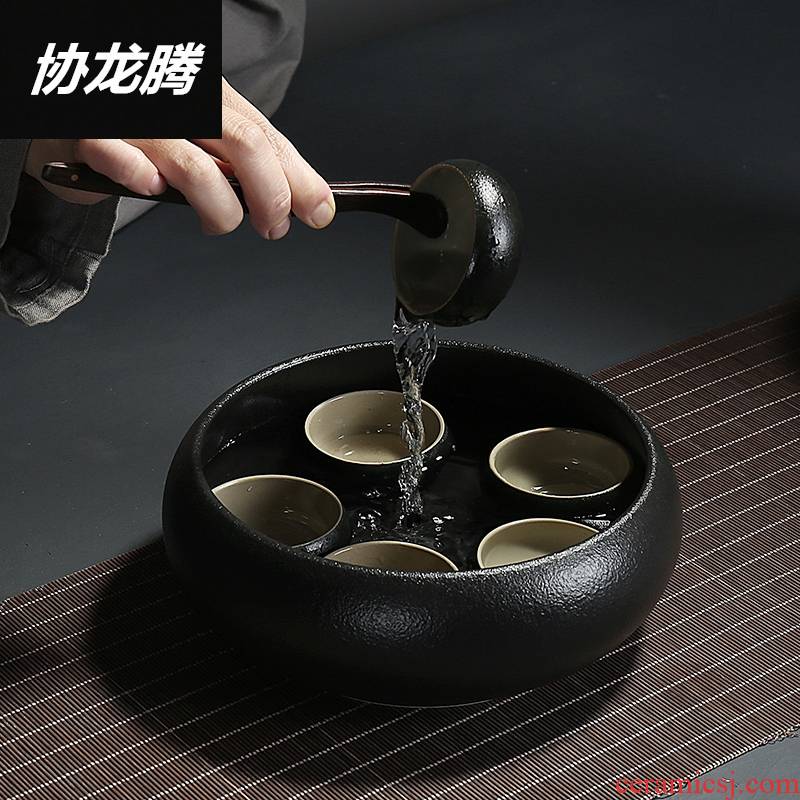 Qiao mu, black pottery tea wash to kung fu tea tea tray accessories tea purple black tea tea wash bath water, after the complete