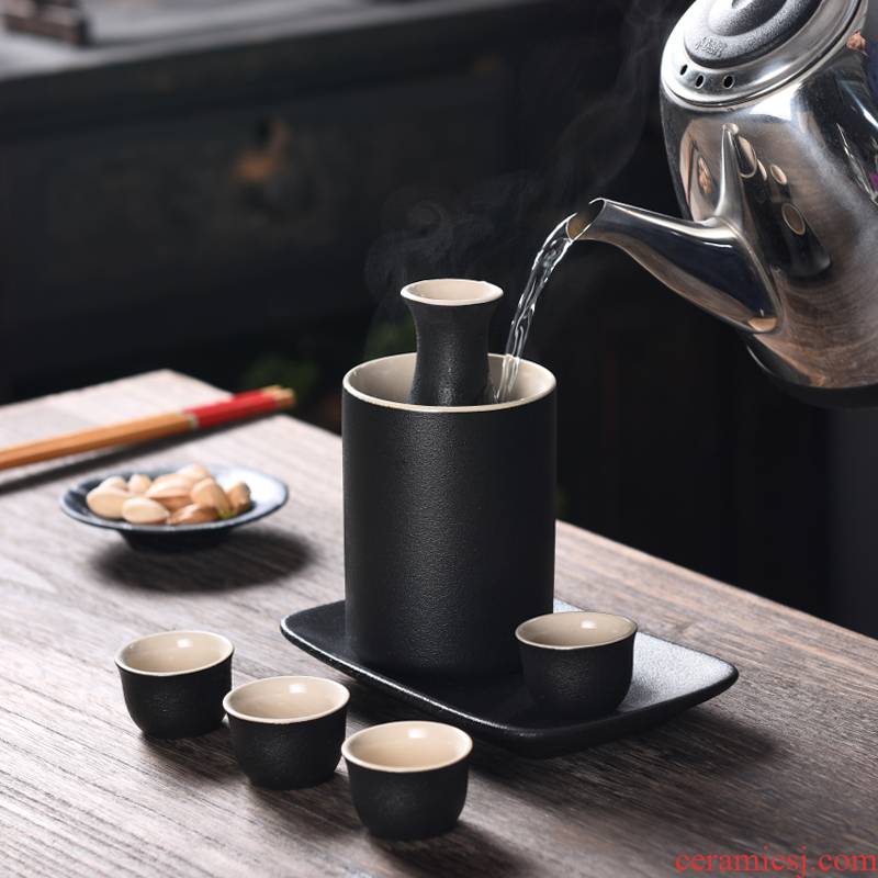 Japanese wine wine wine suits for domestic hot hip flask temperature archaize ceramic liquor cup of Chinese rice wine temperature wine pot