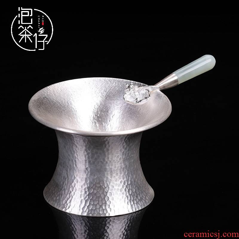 ) creative tea accessories sterling silver 999 fine silver lotus leaf tea kunfu tea tea filtration base)