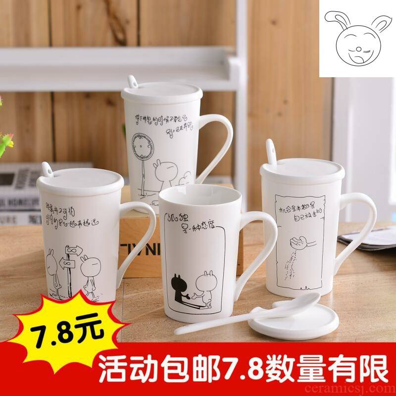 The Fashion contracted household glass ceramic mugs for male and female students, han edition coffee cup with cover