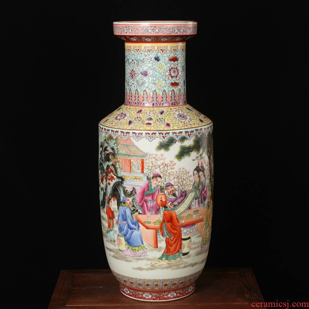 Archaize of jingdezhen ceramics powder enamel factory goods peach banquet big vases, modern Chinese style household crafts