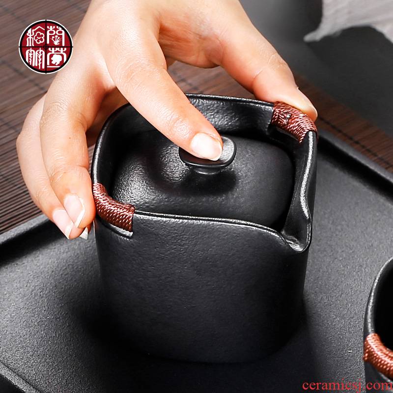 Kung fu tea ceramic household move "penghu - glance creative tea set a single black hand grasp pot of Japanese coarse pottery single pot