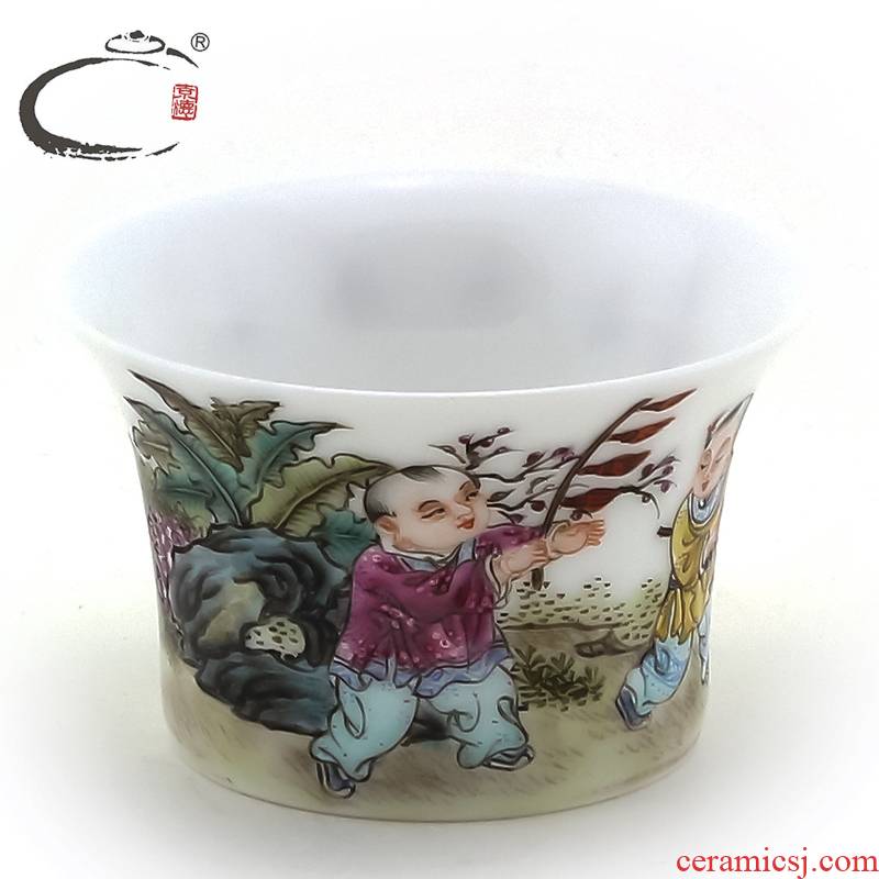 And auspicious craftsmen with hand - made ceramic cups jingdezhen porcelain cup master cup sample tea cup kung fu tea set list