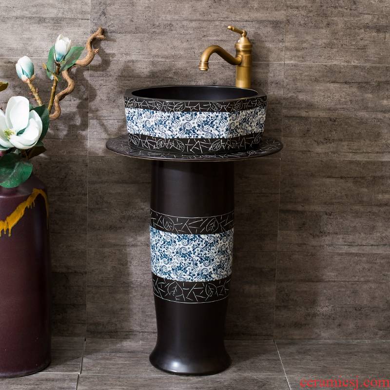 Pillar lavabo ceramic column basin integrated floor archaize home toilet lavatory sink the balcony