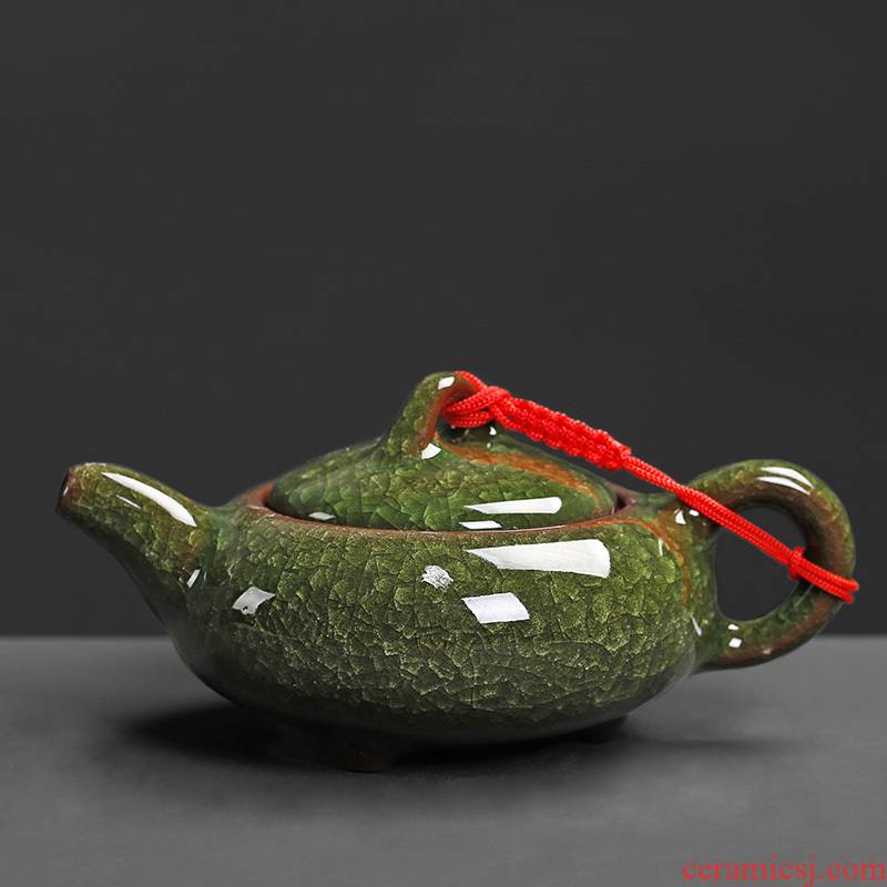 Ice to crack the green single ceramic teapot kung fu tea tea item it tea, take the teapot dehua