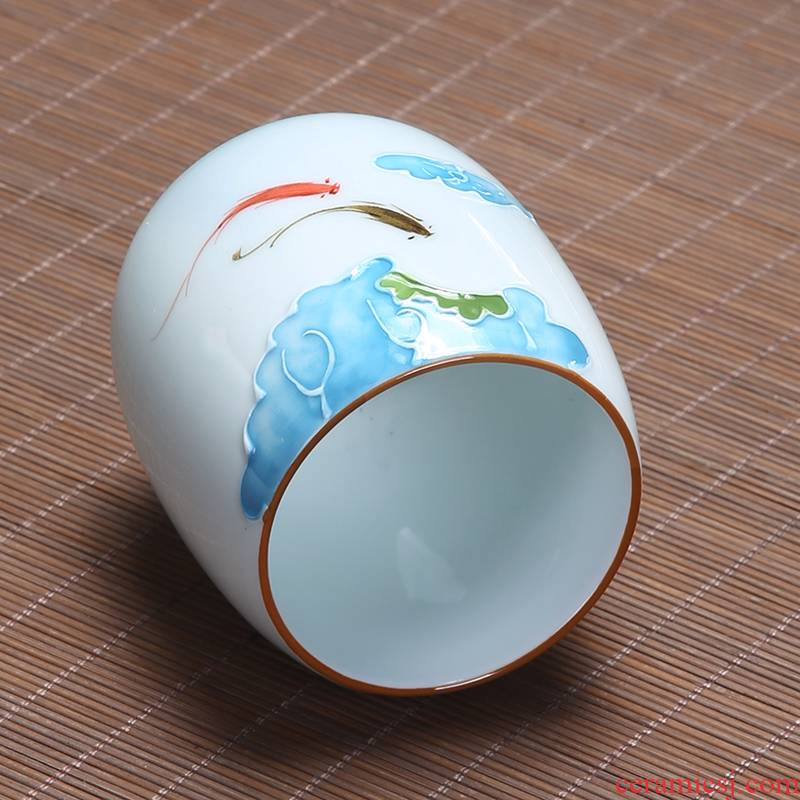 Japanese hand - made master cup large ceramic kung fu tea set personal special cups manual single cup water cup tea cup