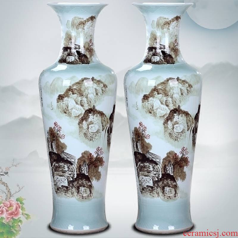 Jingdezhen ceramics much money hand draw freehand brushwork in traditional Chinese landscape painting of large vases, modern living room to live in a large place